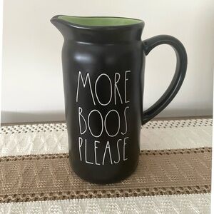 NWOT Rae Dunn More Boos Please Black Pitcher Green Interior